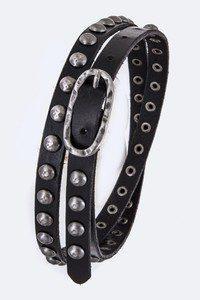 Skinny Hammered Studded Belt - Southern Sassy Boutique