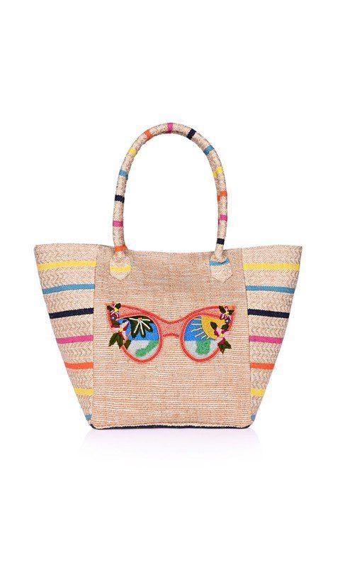 Sunglass Striped Jute Jacquard Bag - Southern Sassy Boutique
