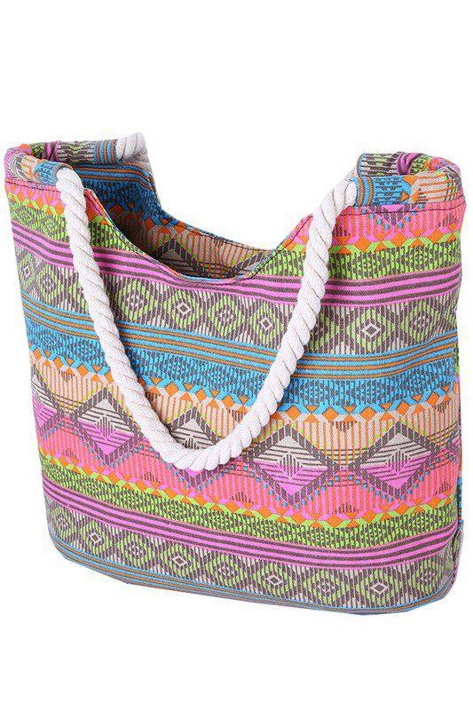Pink Geometric Bright Patterned Tote - Southern Sassy Boutique