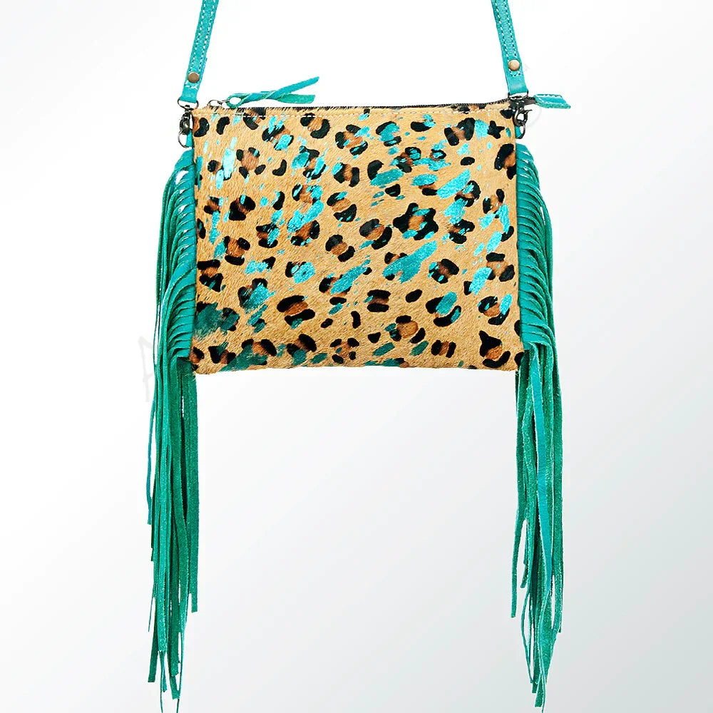 American Darling Leopard & Aqua Fringe Crossbody Purse - Southern Sassy Boutique