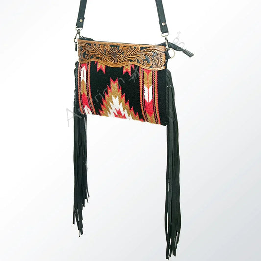 American Darling Black Aztec Crossbody W/ Fringe - Southern Sassy Boutique