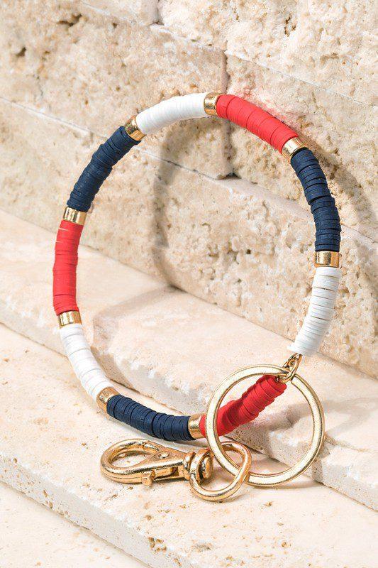 Patriotic Beads & Gold Toned Bangle - Southern Sassy Boutique