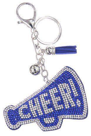 Puffy Crystal Embellished Megphone Key Chain With Tassel. - Southern Sassy Boutique