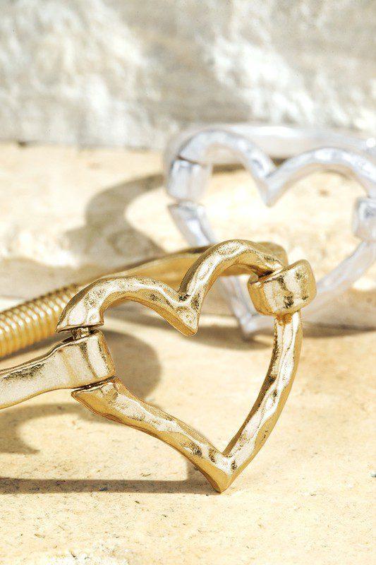 Hammered Metal Heart Bracelet - Southern Sassy Boutique