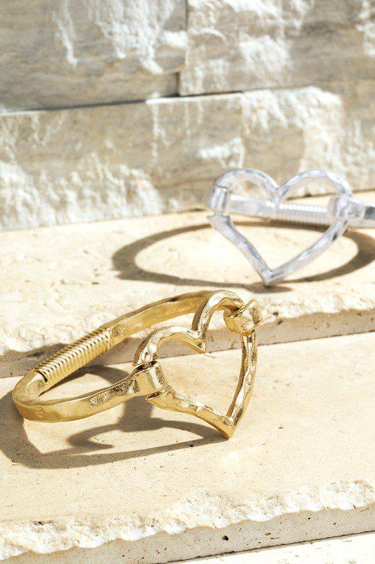 Hammered Metal Heart Bracelet - Southern Sassy Boutique