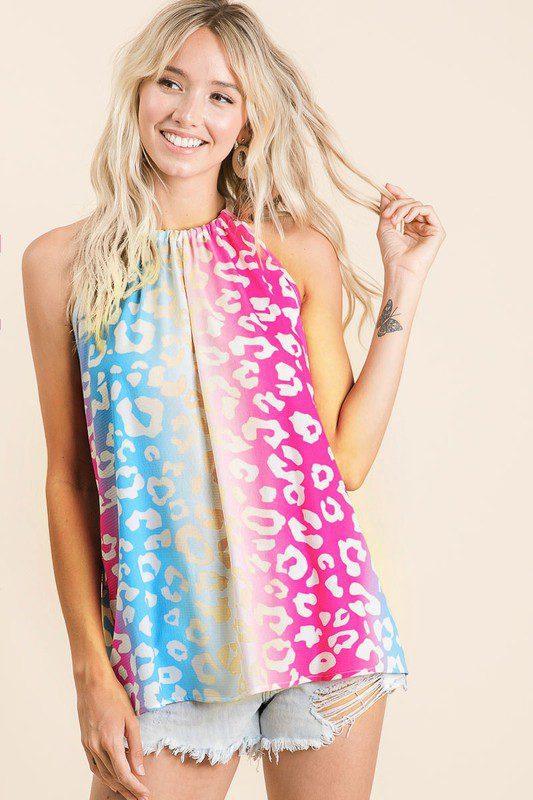 Image: Leopard Halter Top Fushisa Multi | Southern Sassy Boutique