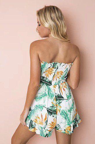 Tropical and Floral Print Romper - Southern Sassy Boutique