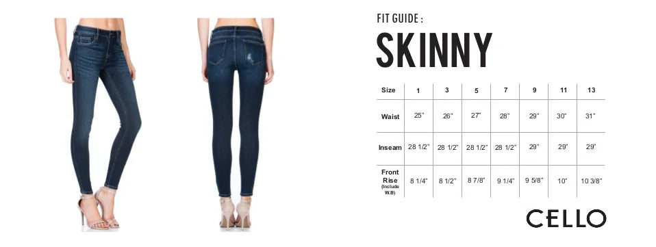 Cello High Rise Skinny Stretchy Denim - Southern Sassy Boutique