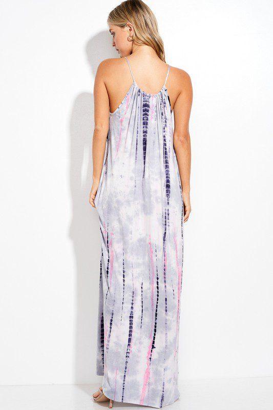 Tie Dye Spaghetti Strap Cami Maxi Dress - Southern Sassy Boutique