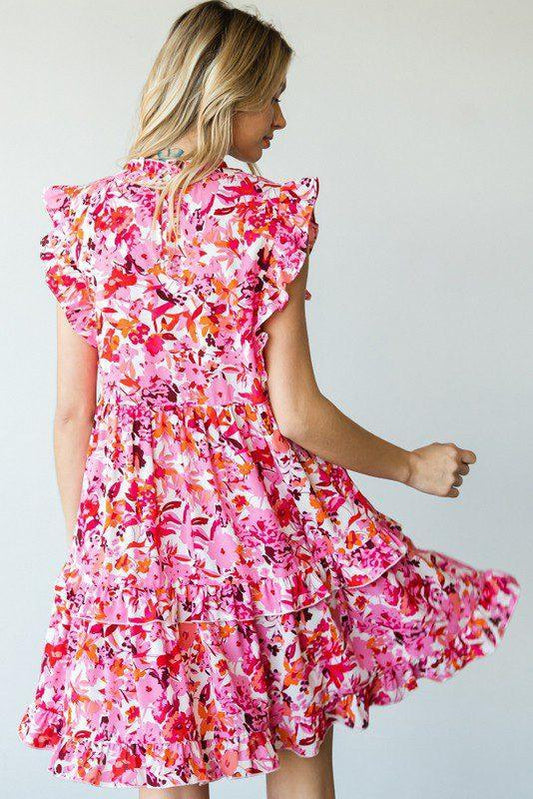 Flower Print Tiered Dress - Southern Sassy Boutique