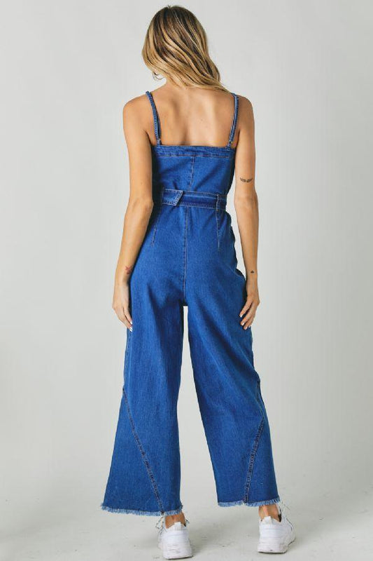 Bell Bottom Denim Jumpsuit - Southern Sassy Boutique