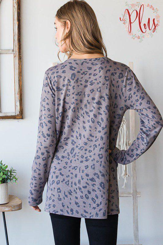 Animal Print Top with Black Lace - Southern Sassy Boutique