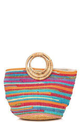 Multi-Colored Woven Tote - Southern Sassy Boutique