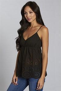 Spaghetti Strap Eyelet Top - Southern Sassy Boutique