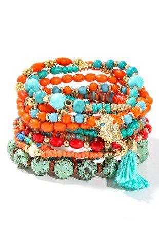 Vibrant Mixed Beaded Bracelet - Southern Sassy Boutique