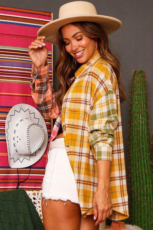 Multi Color Flannel Top - Southern Sassy Boutique