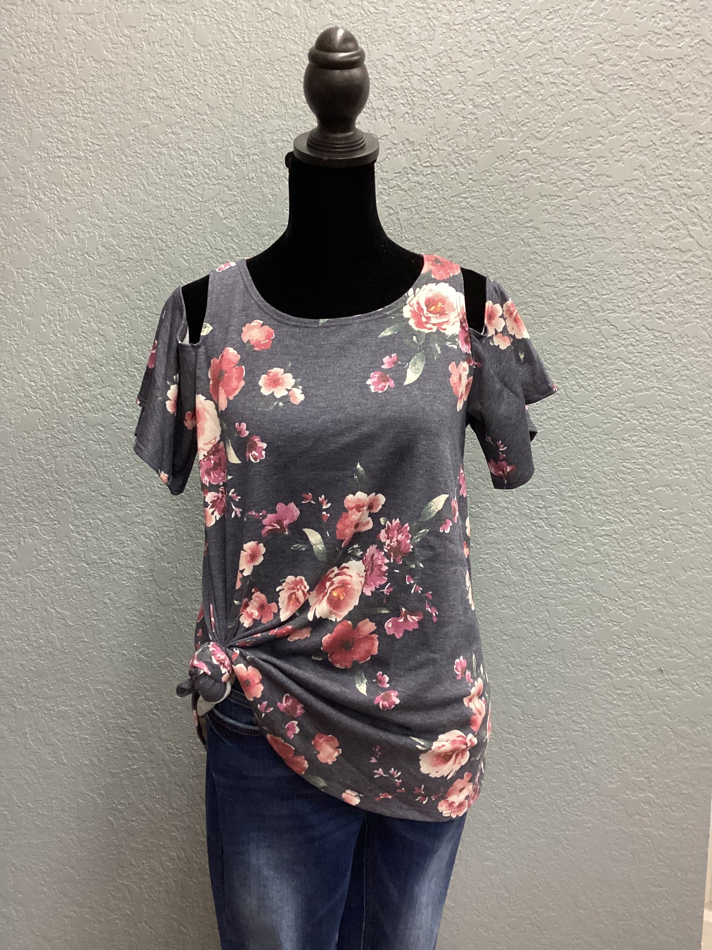 Floral Print Cold Shoulder Top