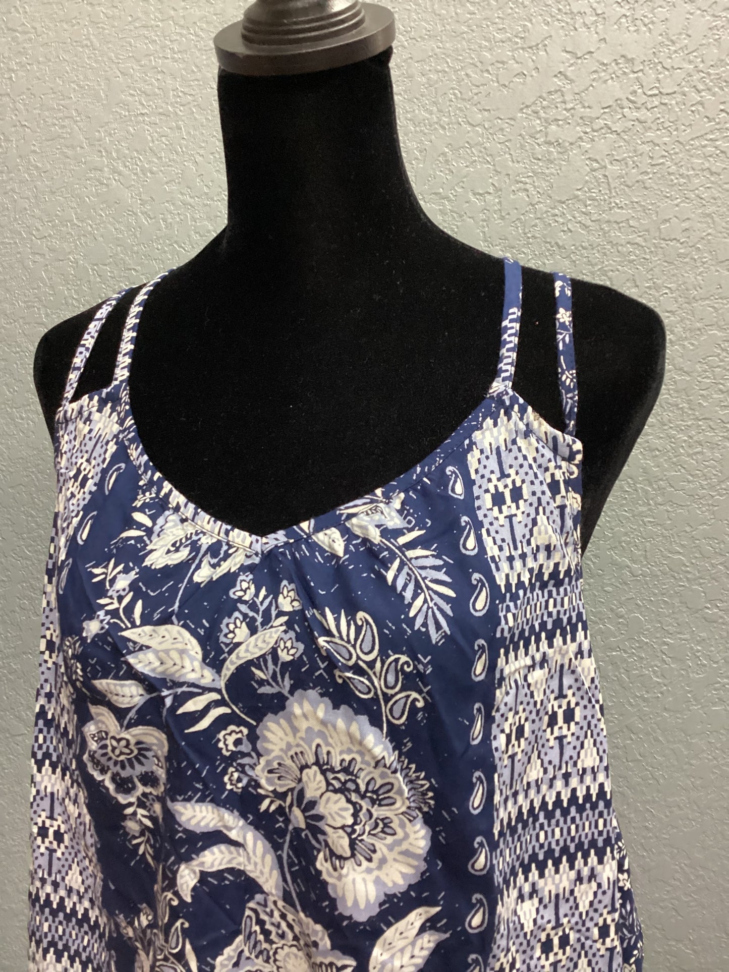 Navy Floral Dress With Strappy Back