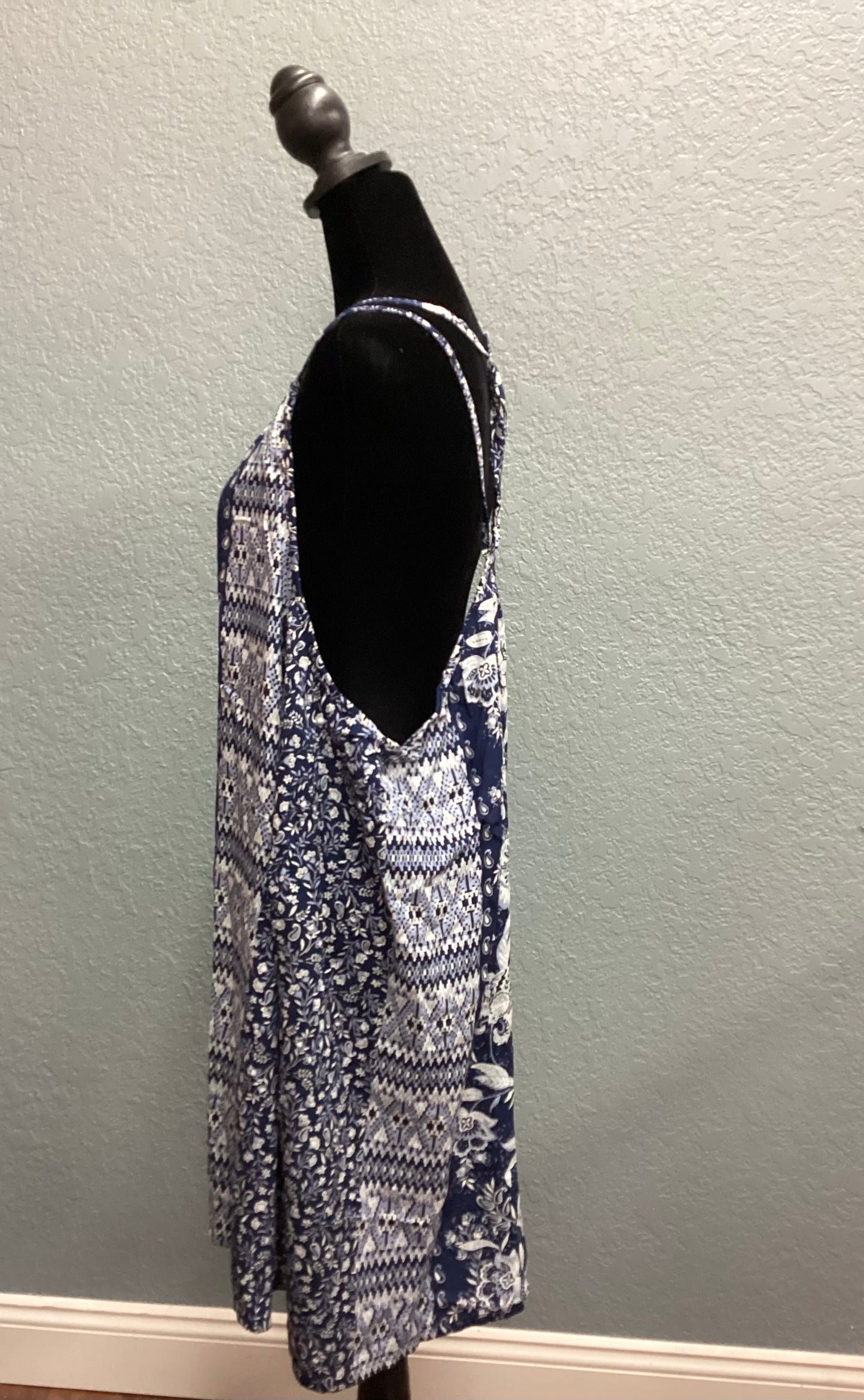 Navy Floral Dress With Strappy Back