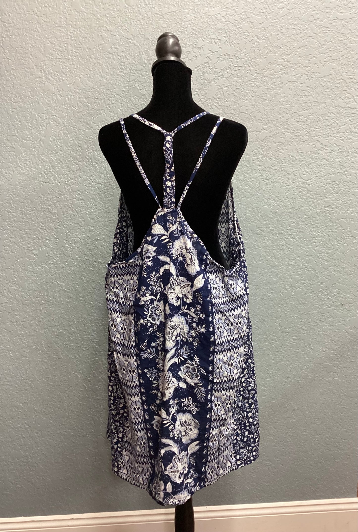 Navy Floral Dress With Strappy Back