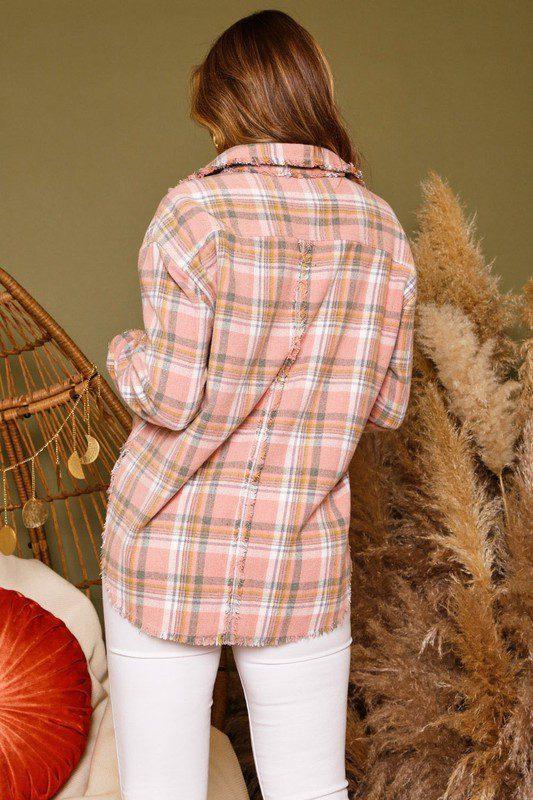 Multi Color Flannel with Frayed Detail - Southern Sassy Boutique