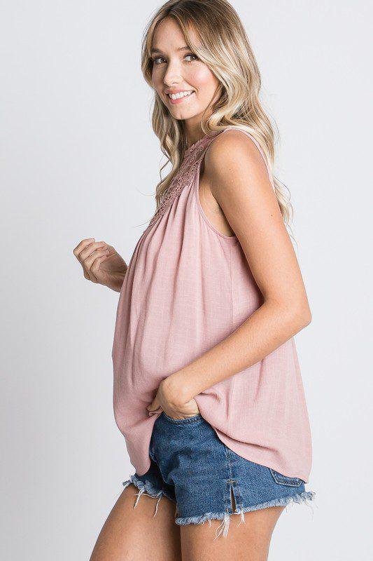 Sheer Floral Lace Detail Top - Southern Sassy Boutique