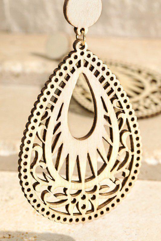 Wooden Tear Drop Earrings - Southern Sassy Boutique