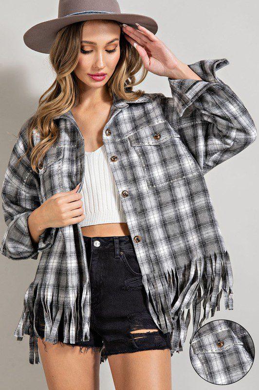 Western Flannel Shirt Jacket - Southern Sassy Boutique