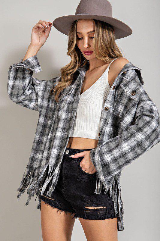 Western Flannel Shirt Jacket - Southern Sassy Boutique