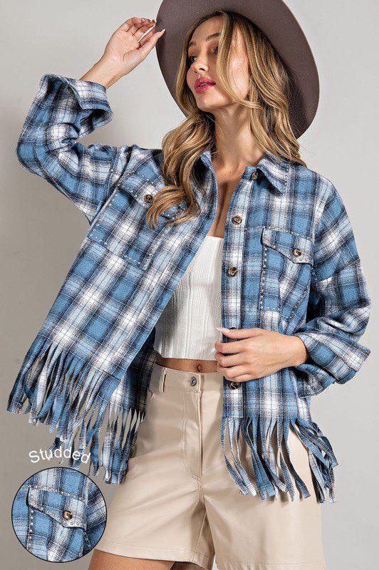 Western Flannel Shirt Jacket - Southern Sassy Boutique