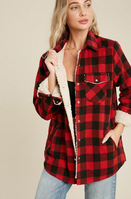 Buffalo Plaid Flannel Jacket - Southern Sassy Boutique