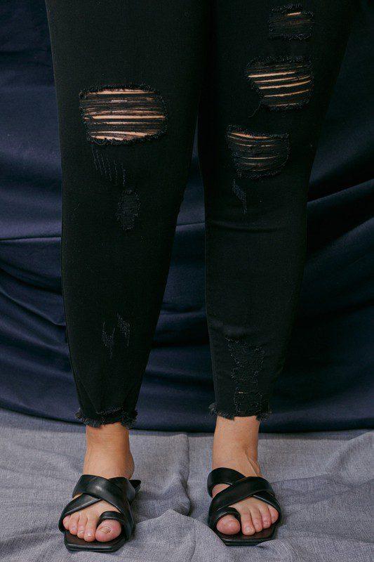 Black Denim Mid Rise KanCan Jeans - Southern Sassy Boutique
