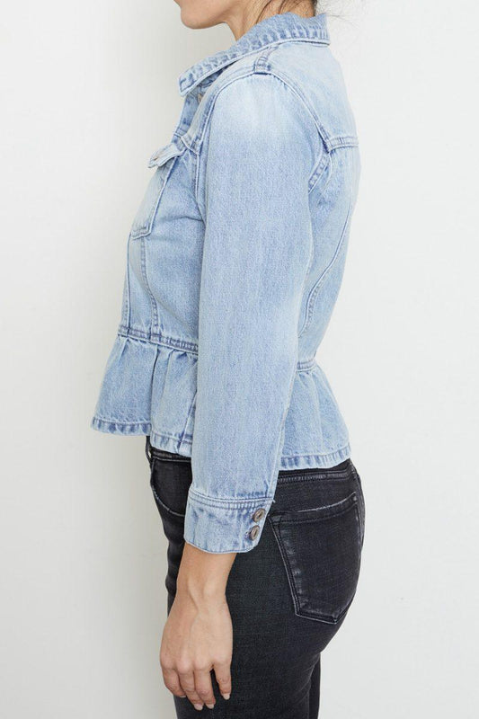 Peplum Cropped Denim Jacket - Southern Sassy Boutique
