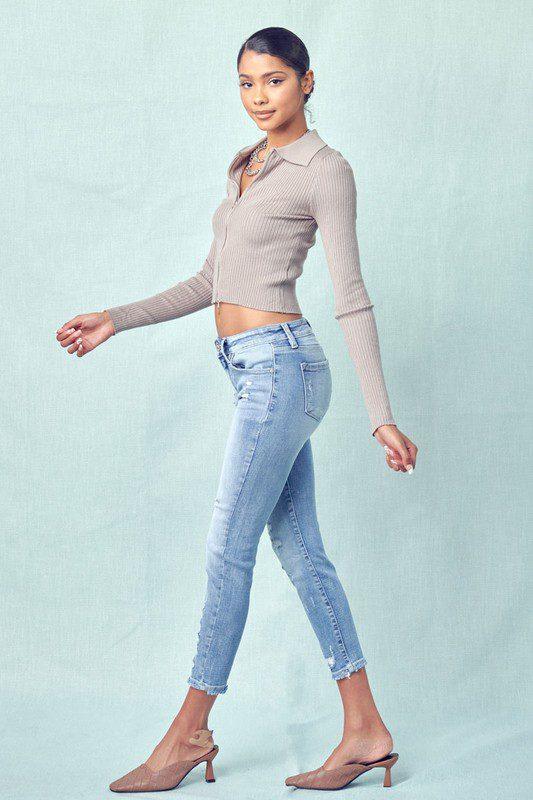 KanCan Mid-Rise Distressed Ankle Jeans - Southern Sassy Boutique