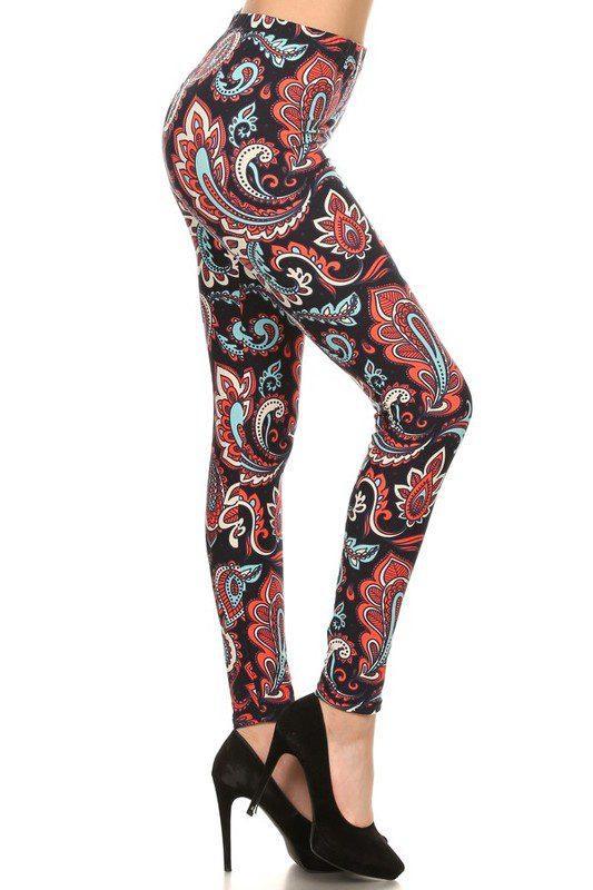Graphic Foliage Leggings - Southern Sassy Boutique