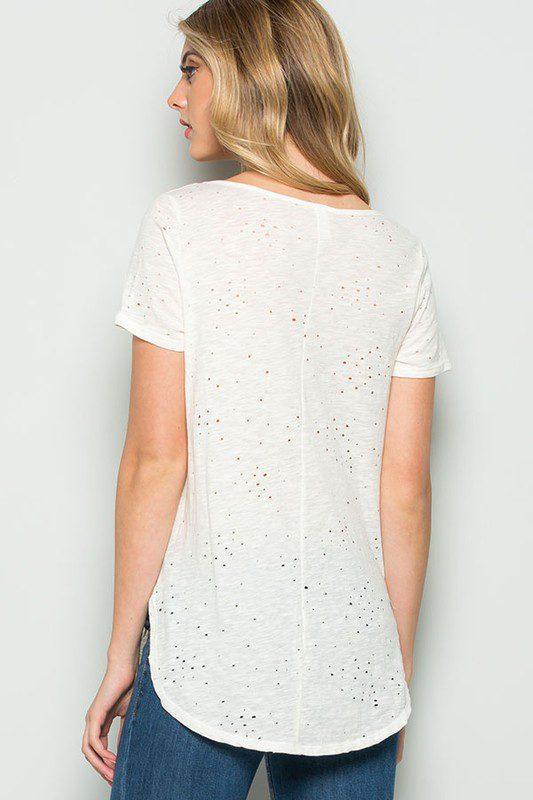 Cage Neck Short Sleeve Top - Southern Sassy Boutique