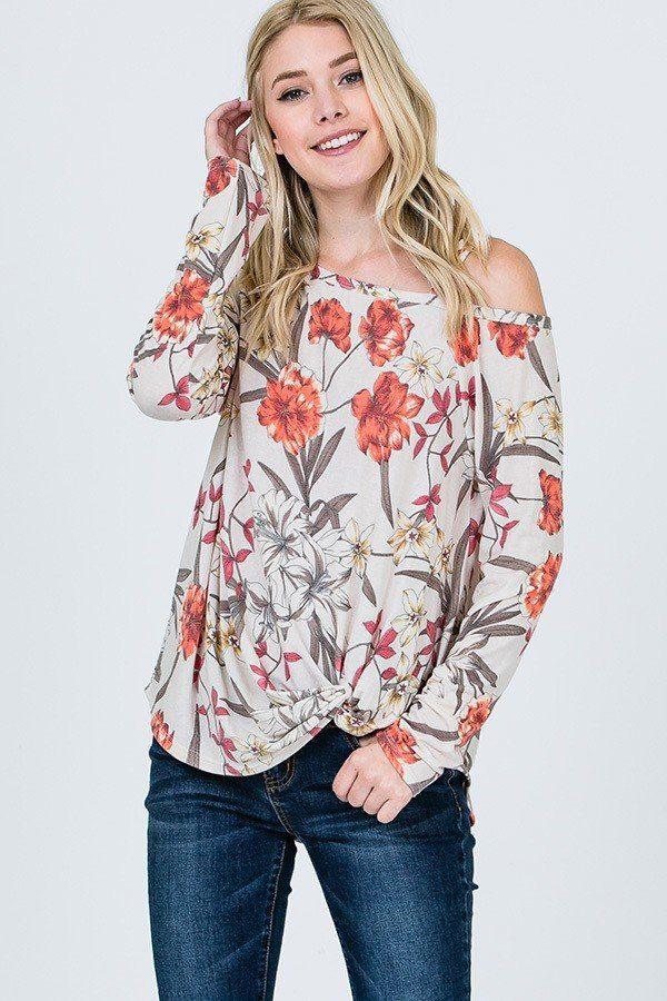 Image: One Shoulder Top with Side Knot Ivory | Southern Sassy Boutique