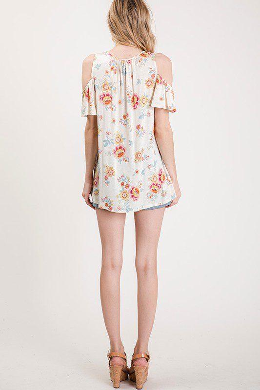 Floral Open Shoulder Top - Southern Sassy Boutique