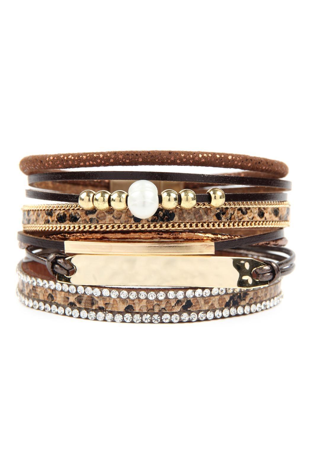 Hammered Magnetic Leather Bracelet - Southern Sassy Boutique