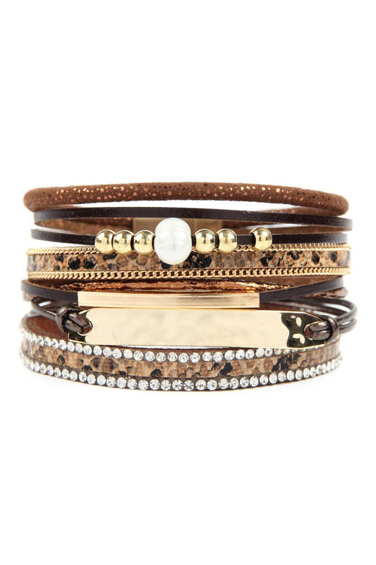 Hammered Magnetic Leather Bracelet - Southern Sassy Boutique