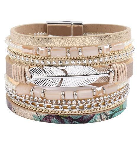 Leather Feather Charm Bracelet - Southern Sassy Boutique