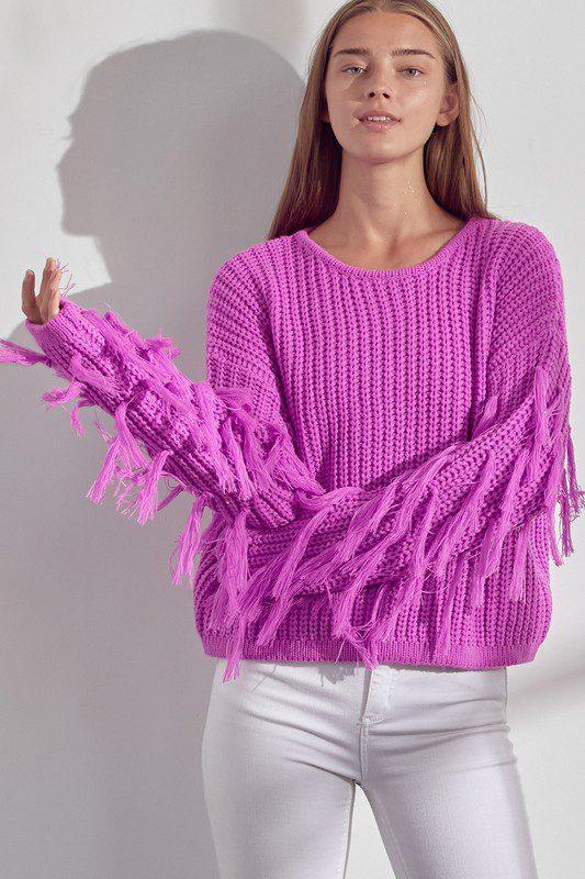 Fringe Crop Sweater - Southern Sassy Boutique