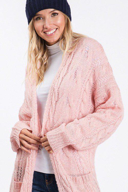 Cable Knit Sweater with Pockets - Southern Sassy Boutique