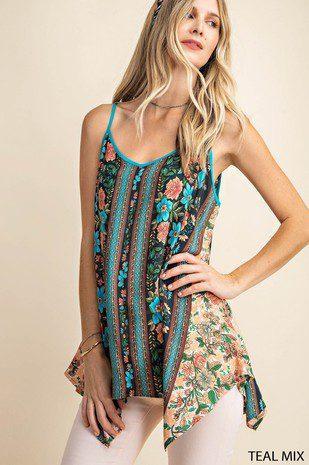 Teal Mix Camisole Boho Top - Southern Sassy Boutique