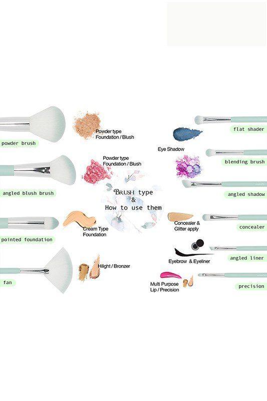 10 PC Essential Makeup Brush Set With Travel Friendly Pouch - Southern Sassy Boutique