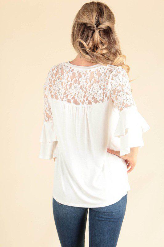 Ruffle Lace Top - Southern Sassy Boutique