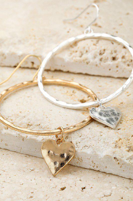 Hoop & Heart Charm Earrings - Southern Sassy Boutique