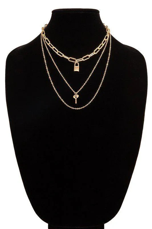 Key And Padlock Chrarm Necklace - Southern Sassy Boutique