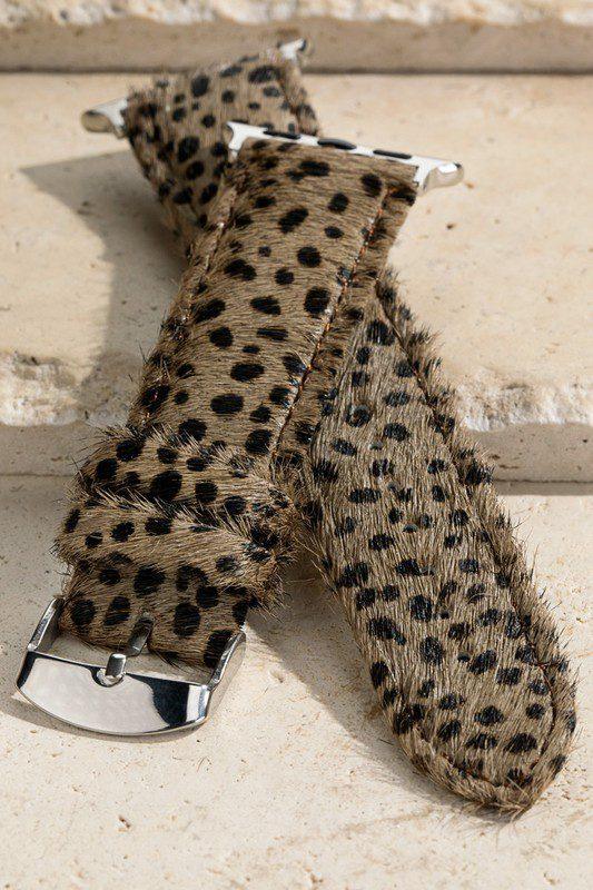 Faux Fur Animal Print Watch Band - Southern Sassy Boutique