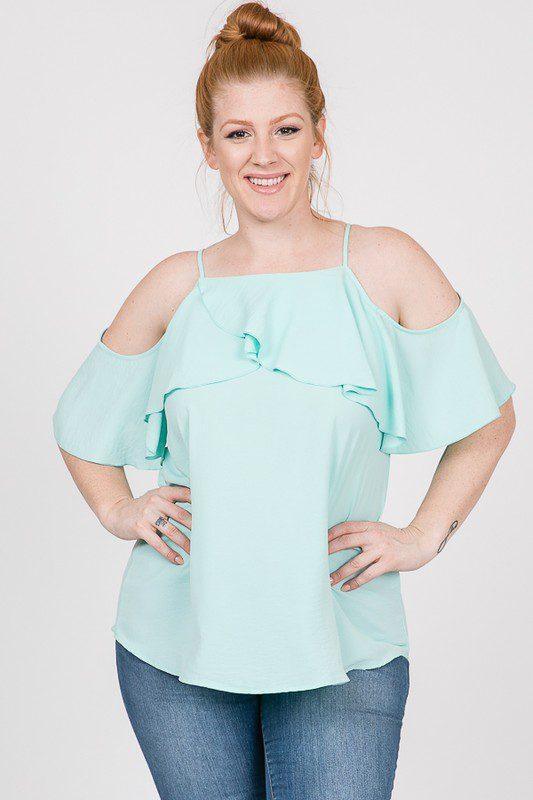 Cold Shoulder Ruffle Top - Southern Sassy Boutique